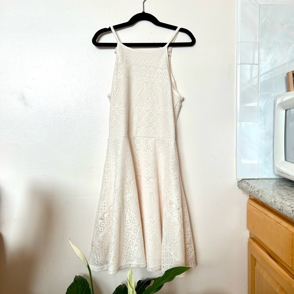 White lace halter dress